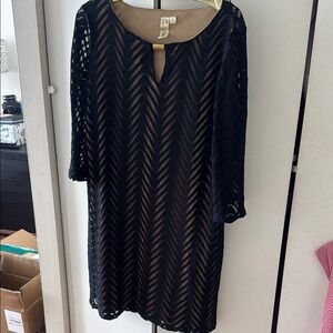 Emma & Michele Black Cocktail Sheath Dress Scoop Neck